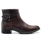 Bota Feminina Casual Cano Curto Zíper Fivela Confortável