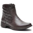 Bota Feminina Casual Couro Cano Curto Matelassê Confortável
