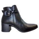 Bota Feminina Casual Couro Legitimo Preto Ziper Salto