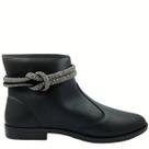 Bota Feminina Casual Dia a Dia Cano Baixo Nó em Strass Fechamento em Zíper Moleca 5333.104