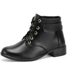 Bota Feminina Com Salto Baixo Ajustes Em Cadarços Bota Feminina Com Salto Baixo Ajustes Em Cadarços