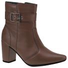 Bota Feminina com Zíper Bico Fino Lateral Cano Curto Salto com Acessório Fivela 205