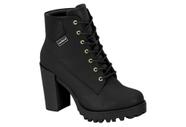 Bota Feminina Coturno Ankle Boot Salto Alto Tratorado Moleca 5325119 Preta