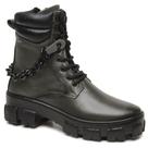 Bota Feminina Coturno Couro Corrente Tratorado Plataforma Cor:VerdeTamanho:33