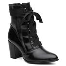 Bota Feminina Coturno Couro Salto Médio Cano Médio Casual