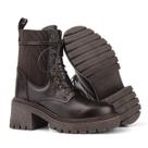 Bota Feminina Coturno Couro Salto Sofia GRF 1017 cafe