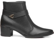 Bota Feminina Coturno Pegada Cano Baixo Bico Fino Couro