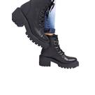 Bota Feminina Coturno salto médio largo plataforma Tratorada
