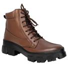 Bota Feminina Coturno SLZ Cano Curto Napa Solado Tratorado Alto Antiderrapante Casual Confortável Cor:MarromTamanho:34
