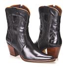 Bota Feminina Country Bico Fino Em Couro Legítimo Preto