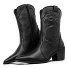 Bota Feminina Country Conforto e Bico Fino Cano Médio Zíper Lateral Promoção