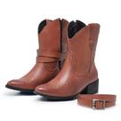 Bota Feminina Country Texana Couro DR05 Caramelo