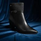 Bota Feminina Couro Bico Fino Bottero - Preto