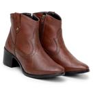 Bota Feminina Couro Cano Médio Zíper Lateral Estampa Cobra Cor Café