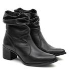 Bota Feminina Couro Cano Sanfonado Bico Fico Casual