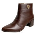 Bota Feminina Couro Confortável Resistente Cano Baixo Pegada