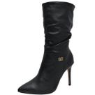 Bota Feminina Couro Conforto Social Salto Fino Alto Bottero