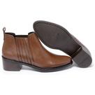 Bota Feminina Couro Estilo Botina Cano Curto Com Elástico Cor Marrom