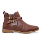 Bota Feminina Couro Legítimo Cano Curto Blogueira Conforto Chelsea Com Fivelas Tendência Moda