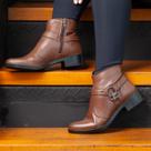 Bota Feminina Couro Legítimo Country Montaria Fivela Confortável Coturno Western Cano Curto