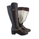 Bota Feminina Couro Neve 100% forrada Lã Pelo Salto Alto Médio Inverno Impermeável MG4103