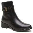 Bota Feminina Couro Salto Baixo Macia Fivela Estilo Conforto Cor:PretoTamanho:34