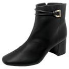 Bota Feminina Couro Salto Bloco Cano Baixo Salto Médio Cacci