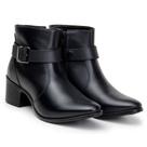 Bota Feminina Couro Zíper Lateral Fivela Corrente Cano Médio Cor Preto Bota Feminina Couro Zíper Lateral Fivela Corrente Cano Médio Cor Preto