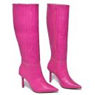 Bota Feminina Croco Cano Alto Salto Fino Via Marte Novidade