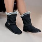 Bota feminina de Cano baixo camurça Pelinho