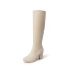 Bota Feminina DREAM PAIRS Cano Alto com Salto Grosso Bege 11
