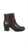 Bota feminina em couro cano curto com salto 0310 -