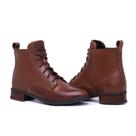 Bota feminina em couro legitimo cano baixo ajuste cardaço confortavel Bota feminina em couro legitimo cano baixo ajuste cardaço confortavel
