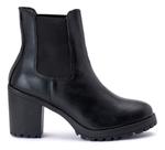 Bota Feminina Em Couro Legitimo Salto Bloco Médio Cano Curto