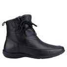 Bota Feminina Em Couro Preta Cano Curto Com Cadarços Fashion