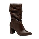 Bota Feminina Em Couro Slouchy Salto Tanara - Marrom/Café Bota Feminina Em Couro Slouchy Salto Tanara - Marrom/Café