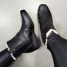 Bota Feminina Forrada Lanus Couro Pelinhos Neve Impermeável