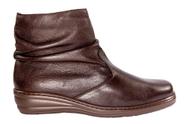 Bota Feminina Franzida Couro Chocolate - Cód 5941