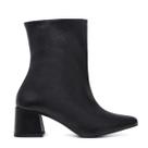 Bota Feminina Leruchel Bico Fino Couro Lisa Preto