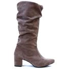 Bota Feminina Lirom Bico Fino Cano Enrugado Salto Bloco