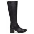 Bota Feminina Mezzo Punto Cano Longo Couro Preta - MZ21033