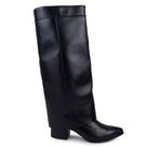 Bota Feminina Mezzo Punto Cano Longo Couro Preta - MZ21059