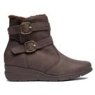 Bota Feminina Modare Anabela Cano Curto Marrom Escuro