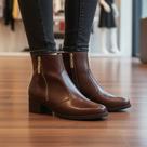 Bota Feminina Moleca Cano Curto Salto Grosso 5346.107 Cor:MarromTamanho:36
