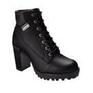 Bota Feminina Moleca Coturno Tratorada Cadarço Salto Alto