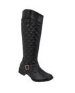 Bota Feminina Montaria Bordado Lateral Cano Alto Preto