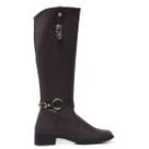 Bota Feminina Montaria Cano Longo Salto Quadrado Baixo Macia Confortável