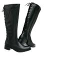 Bota Feminina Montaria Confort Salto Baixo Ajuste Cadarço Moderna Bota Feminina Montaria Confort Salto Baixo Ajuste Cadarço Moderna