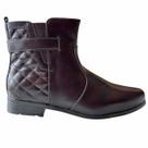 Bota Feminina Mooncity Montaria Cano Baixo Salto Bloco Baixo Zipper Quadriculada