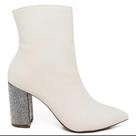Bota Feminina Off White Strass Planet Franca Salto Bloco